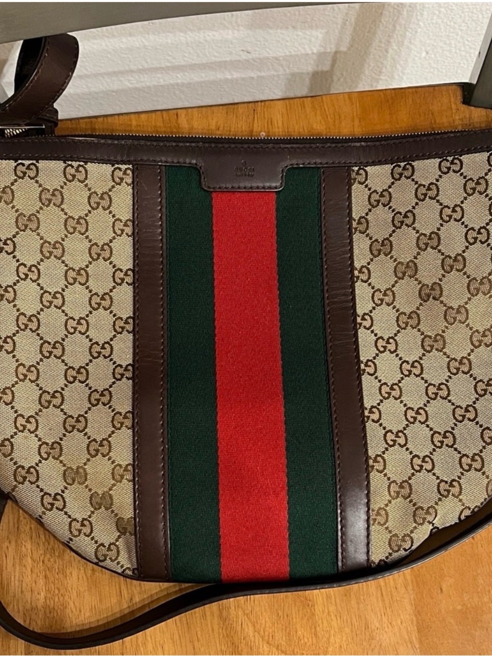 Gucci Brown GG Canvas Crossbody with Red & Green Web Stripe - Picture 11 of 13